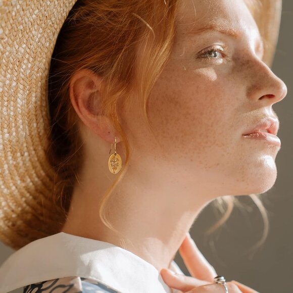 Dainty14K Gold Plated Cosmos Small Drop Chain Hoops Trendy Earring Set for Women - Picture 2 of 9